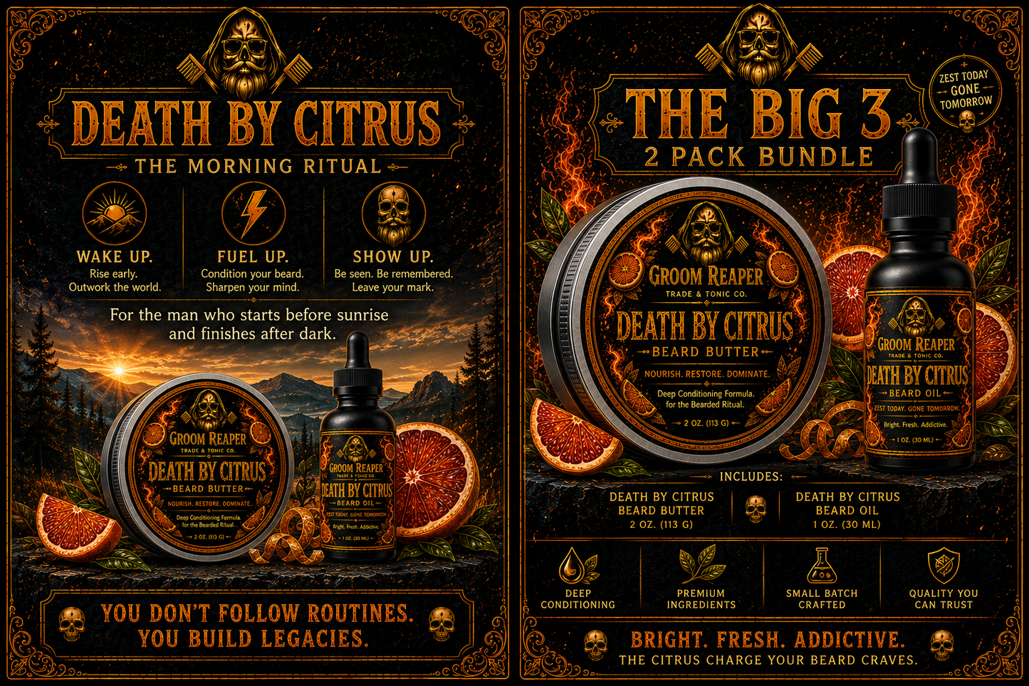 Death By Citrus: The Morning Ritual – Beard Oil & Butter 2-Piece Beard Care Set | Groom Reaper