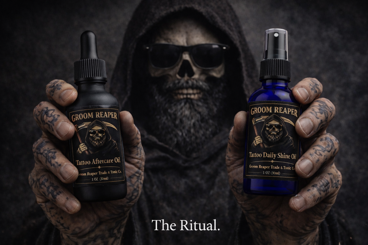 Tattoo Care Kit for Men – Aftercare & Daily Shine Oil Set – The Reaper Ink Kit by Groom Reaper