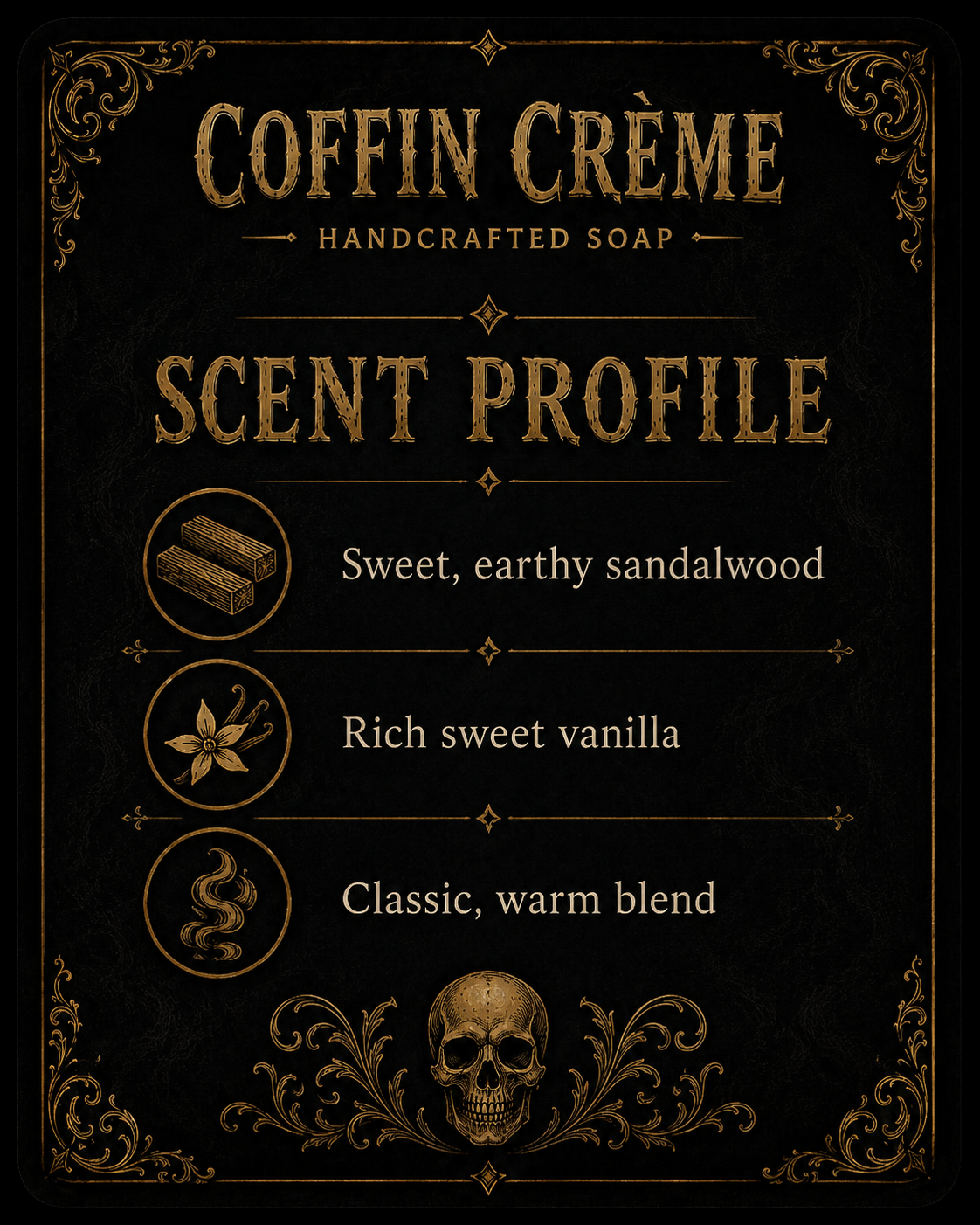 Coffin Crème Handcrafted Soap — Sandalwood Vanilla