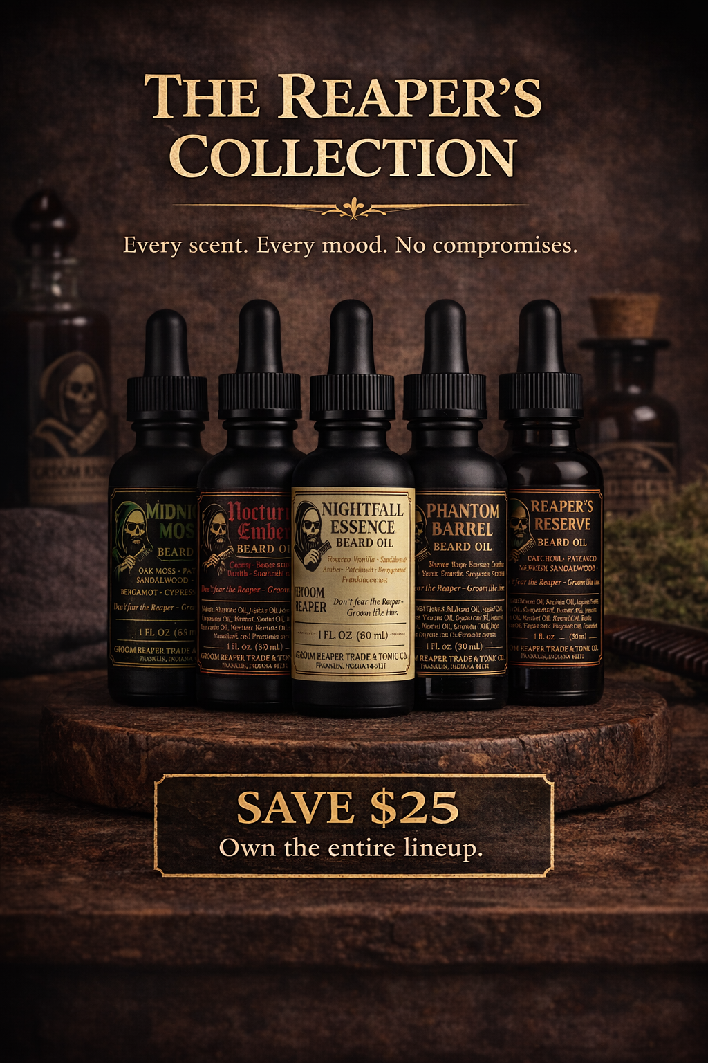 Beard Oil for Men – Full Collection Set – All Groom Reaper Scents – Premium Bundle
