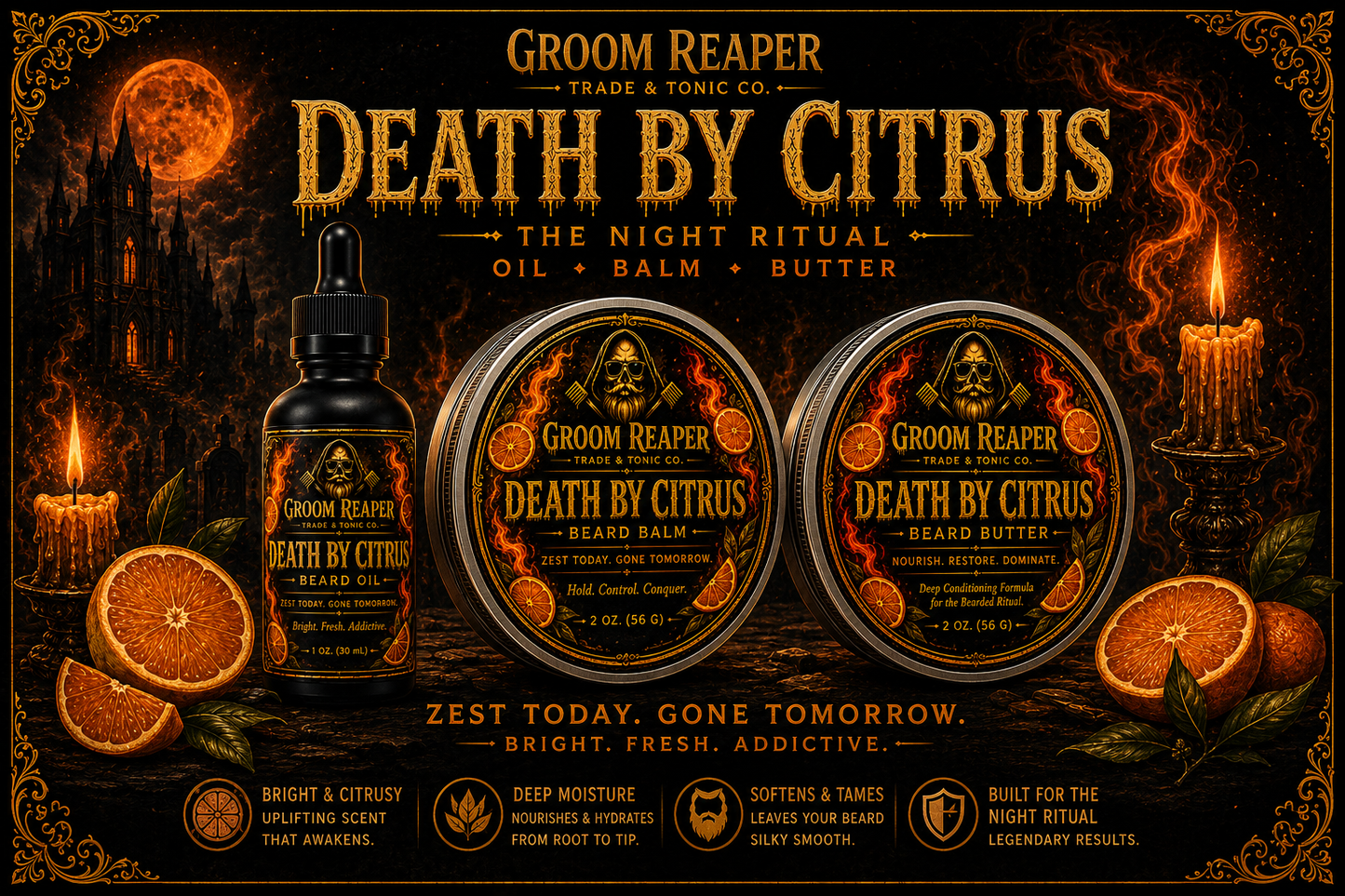 ☀️ Death By Citrus: The Morning Ritual – Beard Oil, Balm & Butter | Groom Reaper