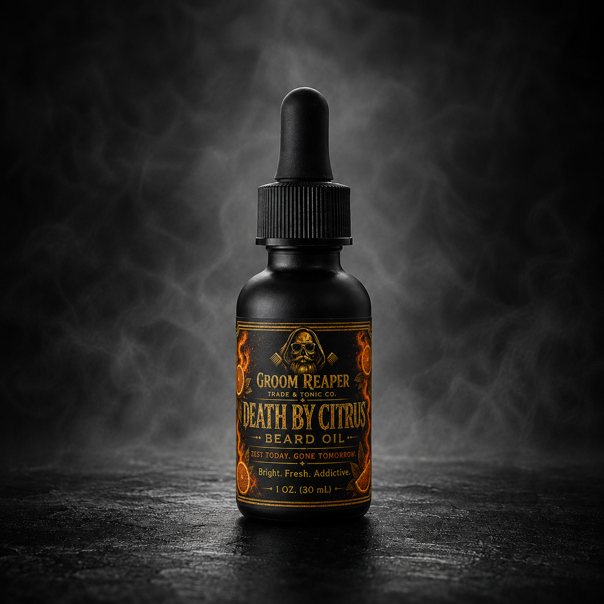  Groom Reaper Death By Citrus Beard Oil – Zest Today Gone Tomorrow – bright fresh addictive – bergamot citrus scent – 1 oz dropper bottle – small-batch beard oil for men