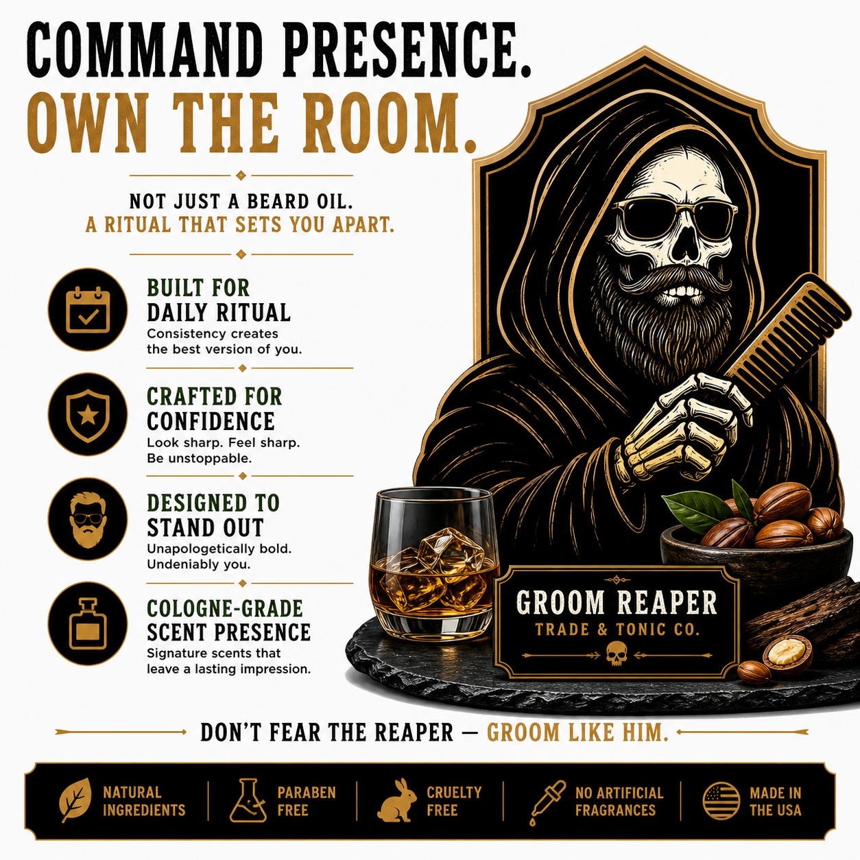  "Groom Reaper grooming bundle lineup – beard oil and balm sets for men"