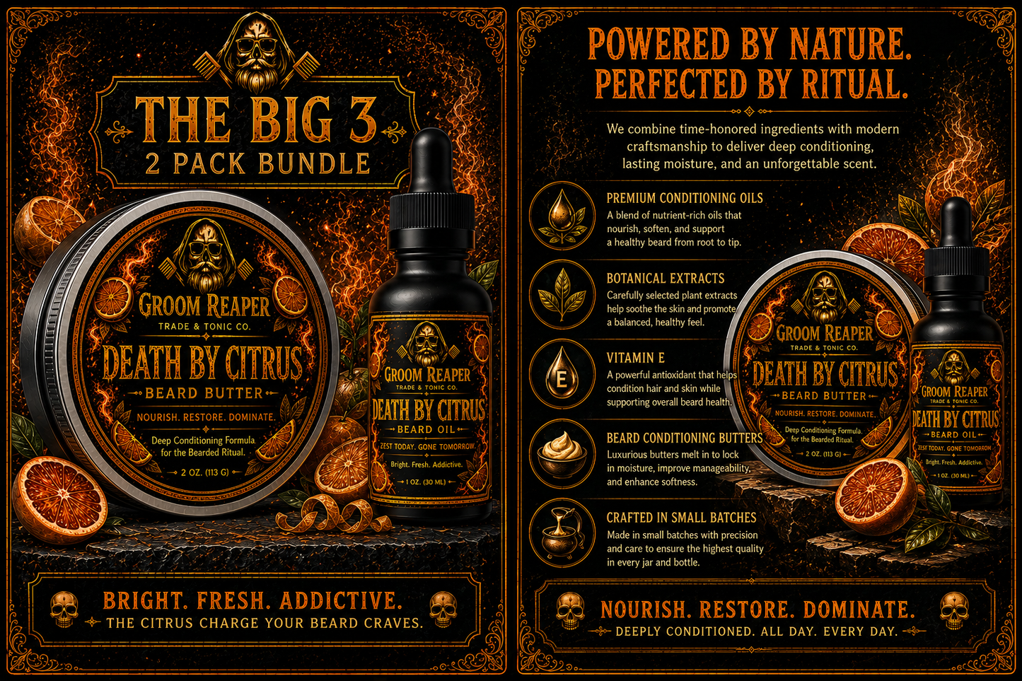 Death By Citrus: The Morning Ritual – Beard Oil & Butter 2-Piece Beard Care Set | Groom Reaper