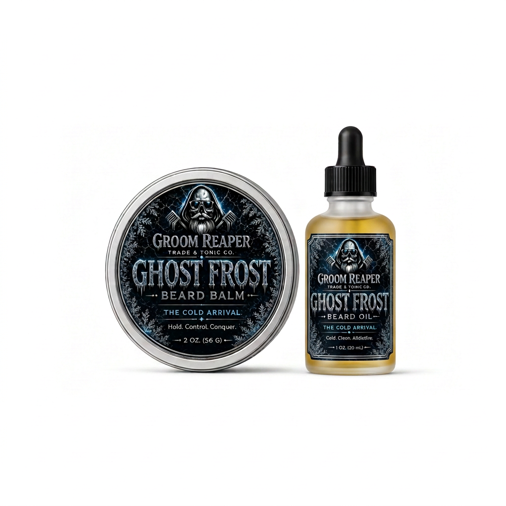 Ghost Frost duo with golden oil inside the frosted bottle
