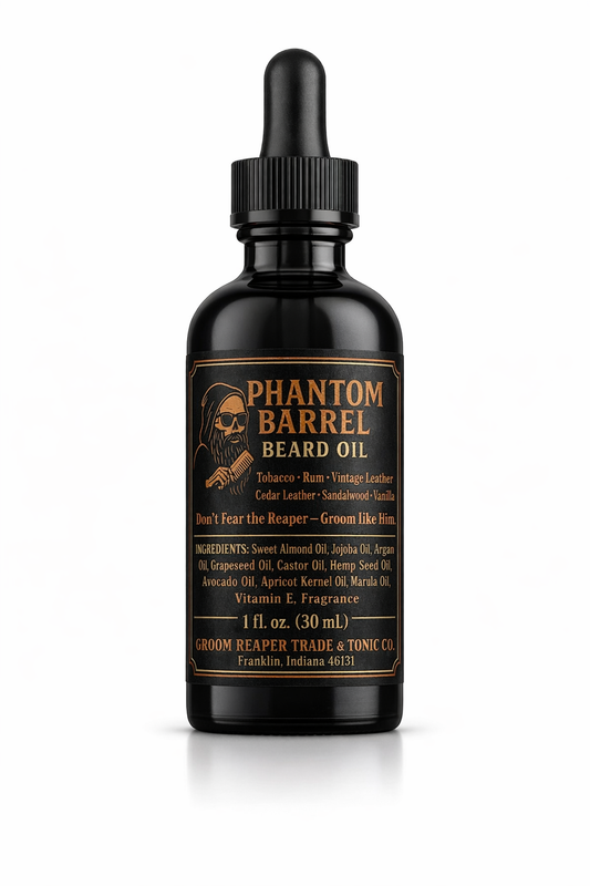 Beard Oil for Men – Tobacco & Aged Oak – Softens & Hydrates – Phantom Barrel by Groom Reaper