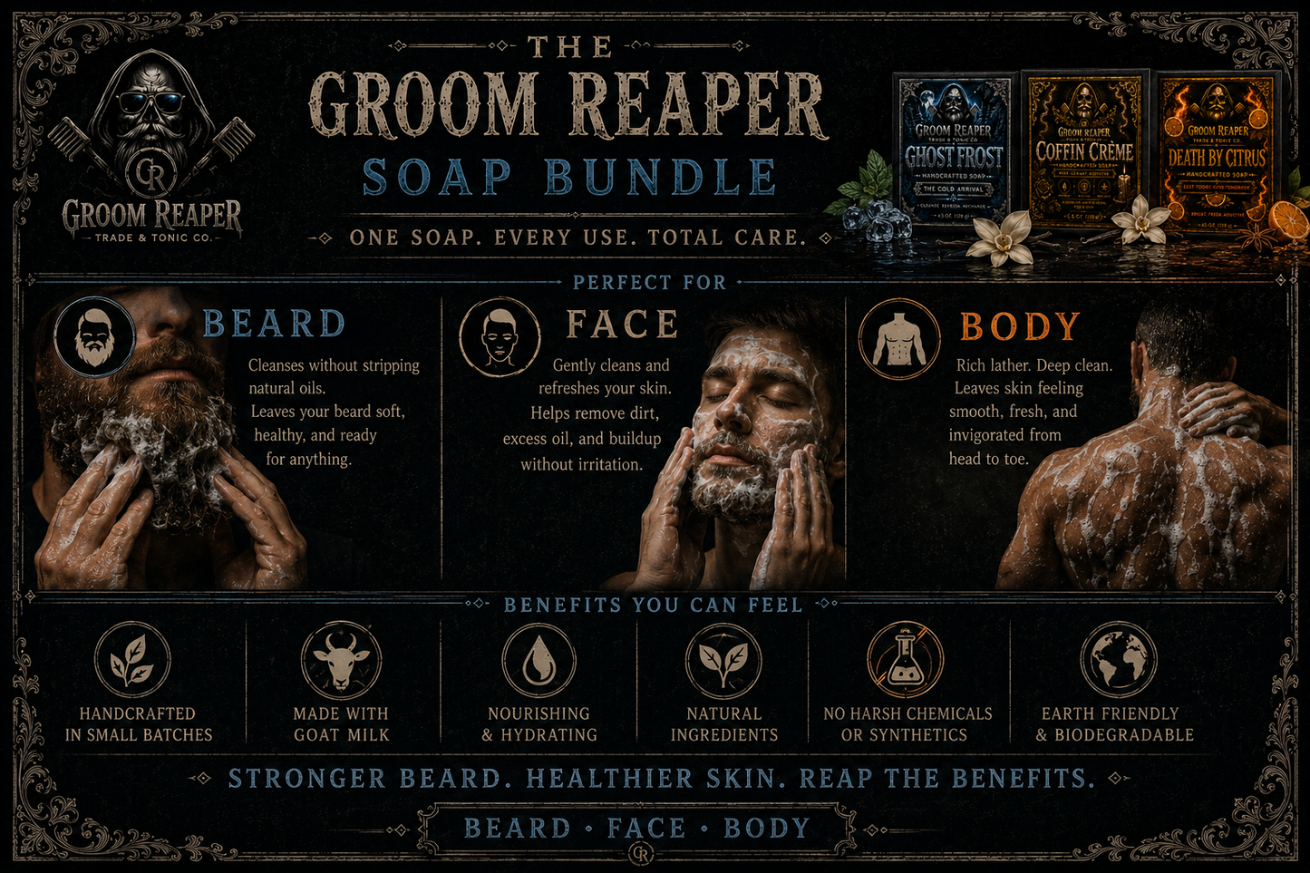 The Ritual Soap Trio — Ghost Frost, Coffin Crème & Death by Citrus